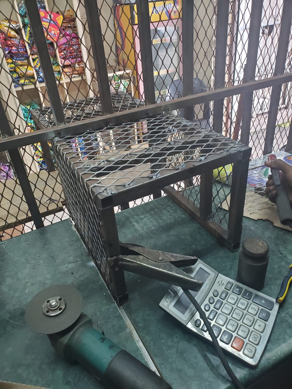 Workshop steel fabrication expanded mesh